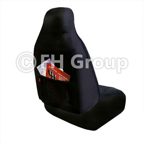  FH Group Highback Seat Royal Leather Seat Covers for Sedan, SUV, Van, Truck, Two Highback Buckets, Black Gray