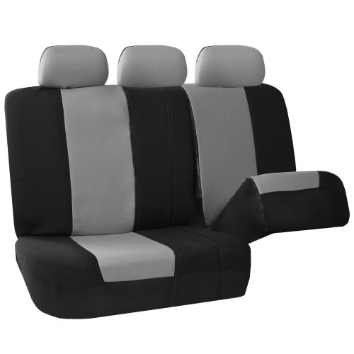  FH Group Universal Multifunctional Airbag Compatible and Split Bench 8 Seaters Car Van Seat Covers, Gray and Black