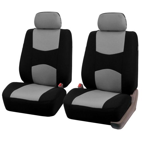  FH Group Universal Multifunctional Airbag Compatible and Split Bench 8 Seaters Car Van Seat Covers, Gray and Black