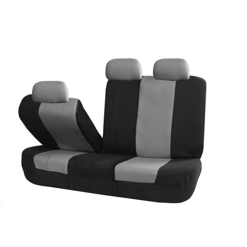  FH Group Universal Multifunctional Airbag Compatible and Split Bench 8 Seaters Car Van Seat Covers, Gray and Black