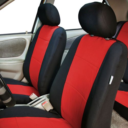  FH Group Neoprene Seat Covers for Sedan, SUV, Truck, Van, Two Front Buckets, Red Black