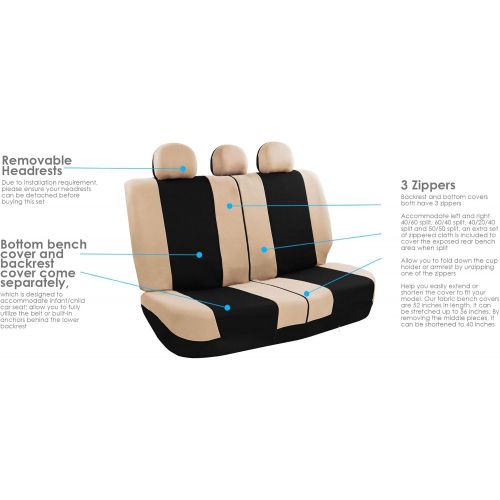  [아마존 핫딜] FH Group FB030BEIGEBLACK115 full seat cover (Side Airbag Compatible with Split Bench Beige/Black)