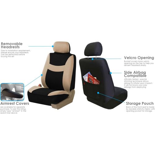  [아마존 핫딜] FH Group FB030BEIGEBLACK115 full seat cover (Side Airbag Compatible with Split Bench Beige/Black)