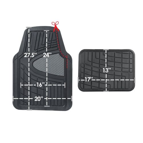  FH Group Black F11311BLACK Rubber Floor Mat(Heavy Duty Tall Channel, Full Set Trim to Fit)