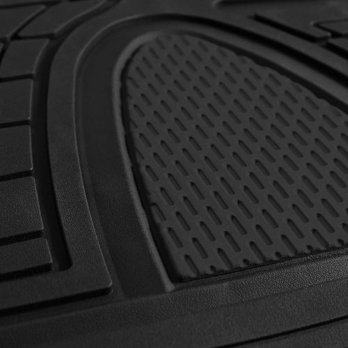  FH Group Black F11311BLACK Rubber Floor Mat(Heavy Duty Tall Channel, Full Set Trim to Fit)