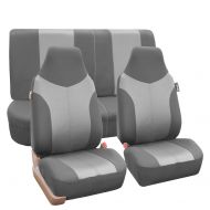 FH Group FH-FB101112 Light and Dark Gray Supreme Twill Fabric High Back Car Seat Cover (Full Set Airbag Ready and Split Rear Bench)- Fit Most Car, Truck, SUV, or Van