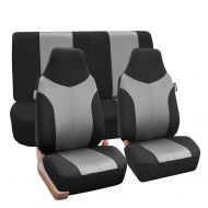 FH Group FH-FB101112 Gray and Black Supreme Twill Fabric High Back Car Seat Cover (Full Set Airbag Ready and Split Rear Bench)- Fit Most Car, Truck, SUV, or Van