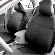 FH Group PU021115 Synthetic Leather Full Combo Set Auto Seat Covers Gray/Gray w. Seatbelt Pads, Steering Wheel Cover and Floor Mats, Black Color- Fit Most Car, Truck, SUV, or Van