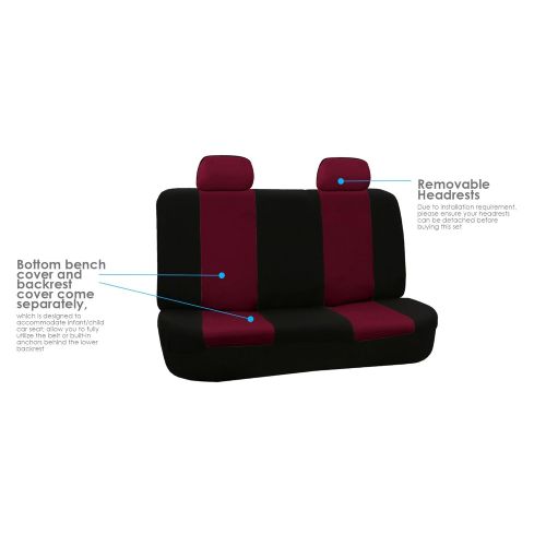  FH Group FH GROUP FH-FB050102 + F11306FRONT: Burgundy Flat Cloth Car Bucket Seat Covers and Black Front Vinyl Floor Mats- Fit Most Car, Truck, Suv, or Van