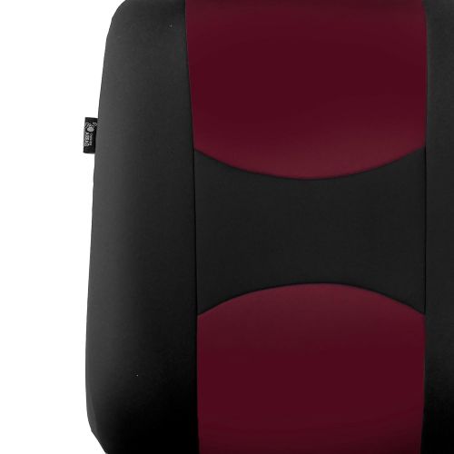  FH Group FH GROUP FH-FB050102 + F11306FRONT: Burgundy Flat Cloth Car Bucket Seat Covers and Black Front Vinyl Floor Mats- Fit Most Car, Truck, Suv, or Van