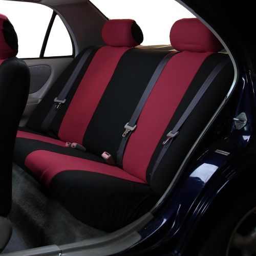  FH Group FH GROUP FH-FB050102 + F11306FRONT: Burgundy Flat Cloth Car Bucket Seat Covers and Black Front Vinyl Floor Mats- Fit Most Car, Truck, Suv, or Van