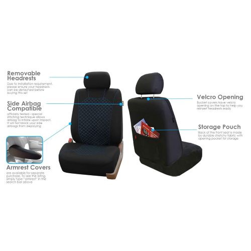  FH Group FH GROUP FH-FB050102 + F11306FRONT: Burgundy Flat Cloth Car Bucket Seat Covers and Black Front Vinyl Floor Mats- Fit Most Car, Truck, Suv, or Van