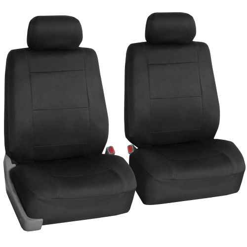  FH Group FH-FB083217 Three-Row Neoprene Waterproof Car Full Set Seat Covers, Airbag Ready and Split, Solid Black Color- Fit Most Car, Truck, SUV, or Van