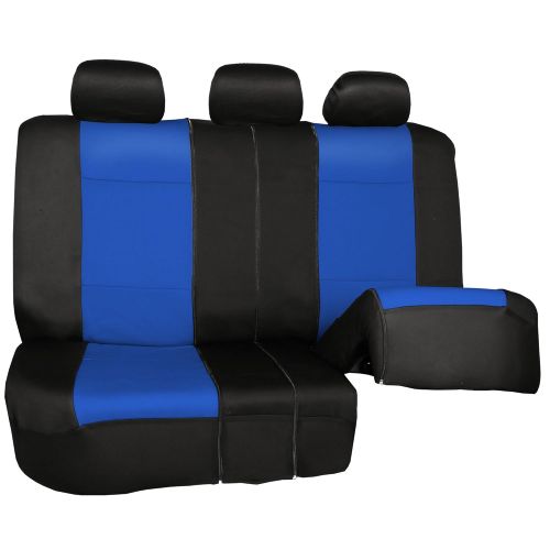  FH Group FH-FB083217 Three-Row Neoprene Waterproof Car Full Set Seat Covers, Airbag Ready and Split, Solid Black Color- Fit Most Car, Truck, SUV, or Van