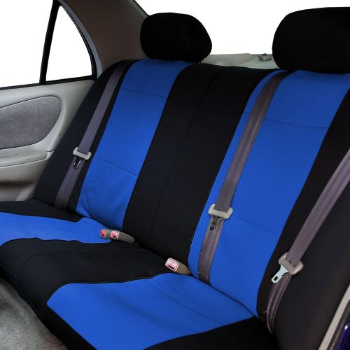  FH Group FH-FB083217 Three-Row Neoprene Waterproof Car Full Set Seat Covers, Airbag Ready and Split, Solid Black Color- Fit Most Car, Truck, SUV, or Van