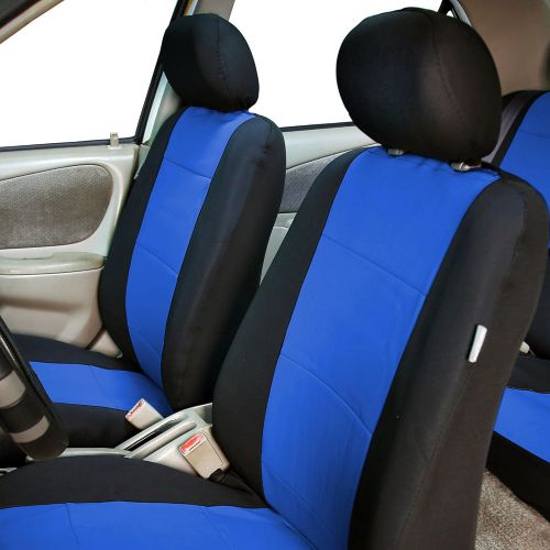  FH Group FH-FB083217 Three-Row Neoprene Waterproof Car Full Set Seat Covers, Airbag Ready and Split, Solid Black Color- Fit Most Car, Truck, SUV, or Van