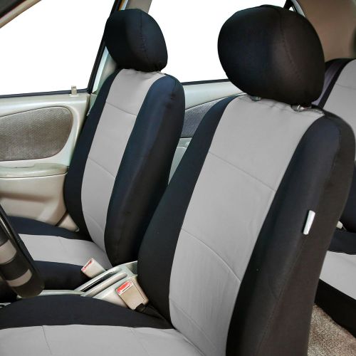  FH Group FH-FB083217 Three-Row Neoprene Waterproof Car Full Set Seat Covers, Airbag Ready and Split, Solid Black Color- Fit Most Car, Truck, SUV, or Van