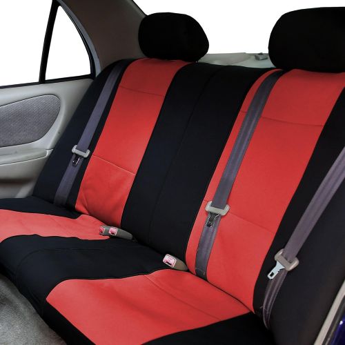  FH Group FH-FB083217 Three-Row Neoprene Waterproof Car Full Set Seat Covers, Airbag Ready and Split, Solid Black Color- Fit Most Car, Truck, SUV, or Van