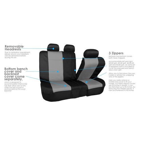  FH Group FH GROUP FH-FB083217 Three-Row Neoprene Waterproof Car Full Set Seat Covers, Airbag Ready and Split, Blue / Black- Fit Most Car, Truck, Suv, or Van