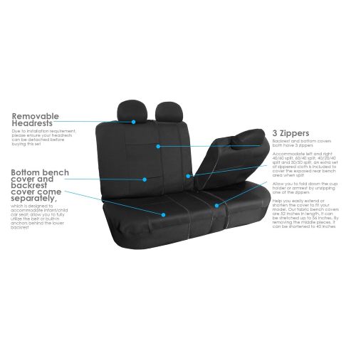  FH Group FH GROUP FH-FB083217 Three-Row Neoprene Waterproof Car Full Set Seat Covers, Airbag Ready and Split, Blue / Black- Fit Most Car, Truck, Suv, or Van