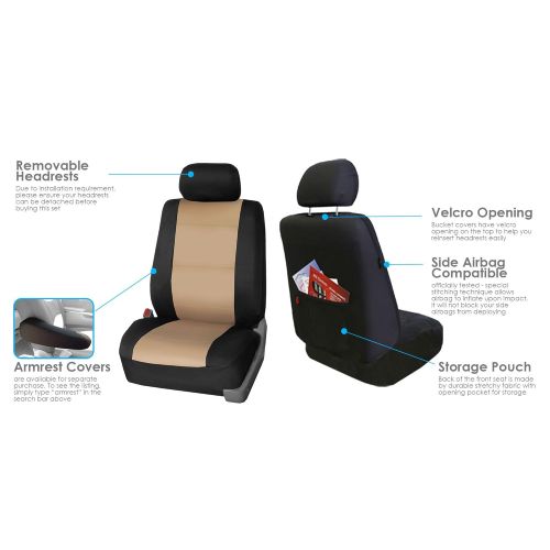  FH Group FH GROUP FH-FB083217 Three-Row Neoprene Waterproof Car Full Set Seat Covers, Airbag Ready and Split, Blue / Black- Fit Most Car, Truck, Suv, or Van