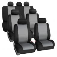 FH Group FH-FB083217 Three-Row Neoprene Waterproof Car Full Set Seat Covers, Airbag Ready and Split, Gray/Black Color - Fit Most Car, Truck, SUV, or Van