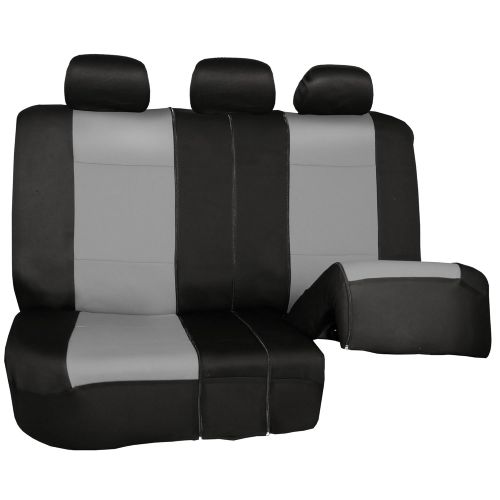  FH Group FH-FB083217 Three-Row Neoprene Waterproof Car Full Set Seat Covers, Airbag Ready and Split, Gray/Black Color - Fit Most Car, Truck, SUV, or Van