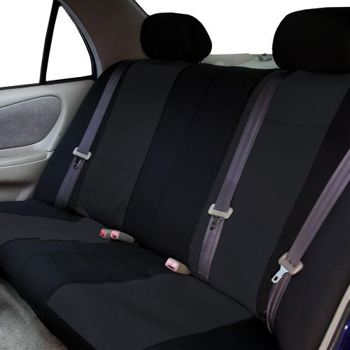  FH Group FH-FB083217 Three-Row Neoprene Waterproof Car Full Set Seat Covers, Airbag Ready and Split, Gray/Black Color - Fit Most Car, Truck, SUV, or Van