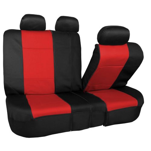  FH Group FH GROUP FH-FB083217 Three-Row Neoprene Waterproof Car Full Set Seat Covers, Airbag Ready and Split, Red/ Black - Fit Most Car, Truck, Suv, or Van