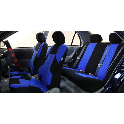  FH Group FH GROUP FH-FB071128 Complete Three Row Set Travel Master Seat Covers Beige / Black , (Airbag Ready & Rear Split) - Fit Most Car, Truck, Suv, or Van