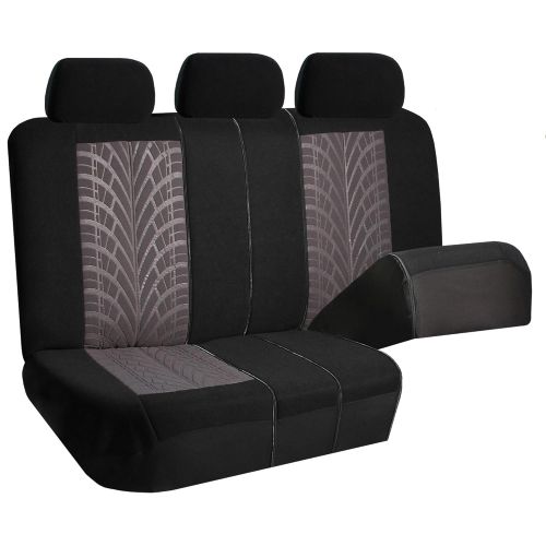  FH Group FH GROUP FH-FB071128 Complete Three Row Set Travel Master Seat Covers Beige / Black , (Airbag Ready & Rear Split) - Fit Most Car, Truck, Suv, or Van