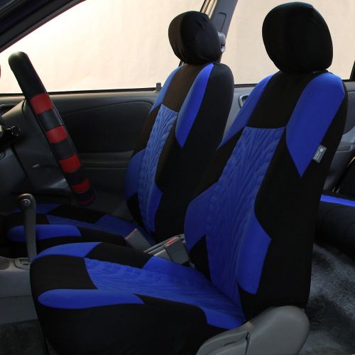  FH Group FH GROUP FH-FB071128 Complete Three Row Set Travel Master Seat Covers Beige / Black , (Airbag Ready & Rear Split) - Fit Most Car, Truck, Suv, or Van