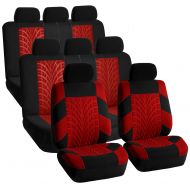FH Group FH GROUP FH-FB071128 Complete Three Row Set Travel Master Seat Covers Red / Black, (Airbag Ready & Rear Split) - Fit Most Car, Truck, Suv, or Van
