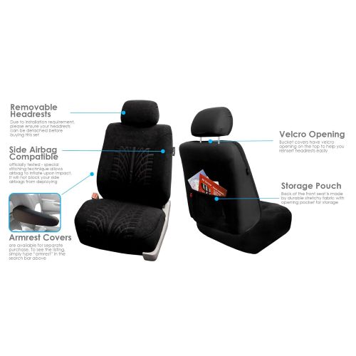  FH Group FH GROUP FH-FB071128 Complete Three Row Set Travel Master Seat Covers Red / Black, (Airbag Ready & Rear Split) - Fit Most Car, Truck, Suv, or Van