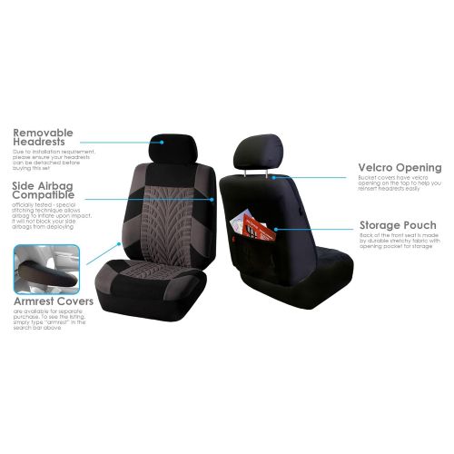  FH Group FH GROUP FH-FB071128 Complete Three Row Set Travel Master Seat Covers Red / Black, (Airbag Ready & Rear Split) - Fit Most Car, Truck, Suv, or Van