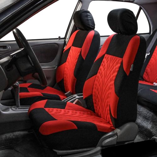  FH Group FH GROUP FH-FB071128 Complete Three Row Set Travel Master Seat Covers Red / Black, (Airbag Ready & Rear Split) - Fit Most Car, Truck, Suv, or Van