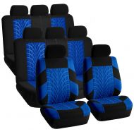 FH Group FH GROUP FH-FB071128 Complete Three Row Set Travel Master Seat Covers Blue/ Black, (Airbag Ready & Rear Split) - Fit Most Car, Truck, Suv, or Van
