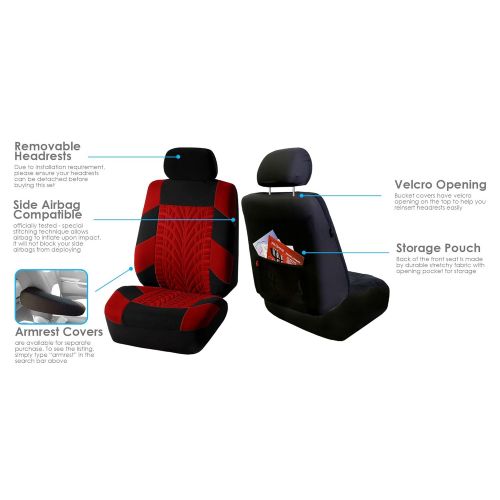  FH Group FH GROUP FH-FB071128 Complete Three Row Set Travel Master Seat Covers Blue/ Black, (Airbag Ready & Rear Split) - Fit Most Car, Truck, Suv, or Van