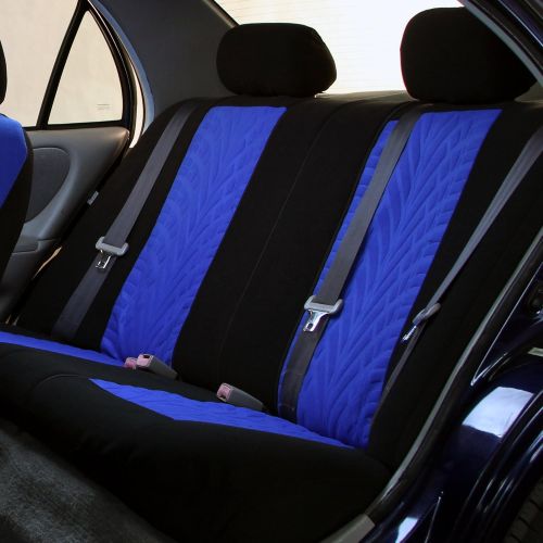  FH Group FH GROUP FH-FB071128 Complete Three Row Set Travel Master Seat Covers Blue/ Black, (Airbag Ready & Rear Split) - Fit Most Car, Truck, Suv, or Van