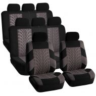FH Group FH GROUP FH-FB071128 Complete Three Row Set Travel Master Seat Covers Gray / Black, (Airbag Ready & Rear Split) - Fit Most Car, Truck, Suv, or Van