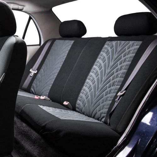  FH Group FH GROUP FH-FB071128 Complete Three Row Set Travel Master Seat Covers Gray / Black, (Airbag Ready & Rear Split) - Fit Most Car, Truck, Suv, or Van