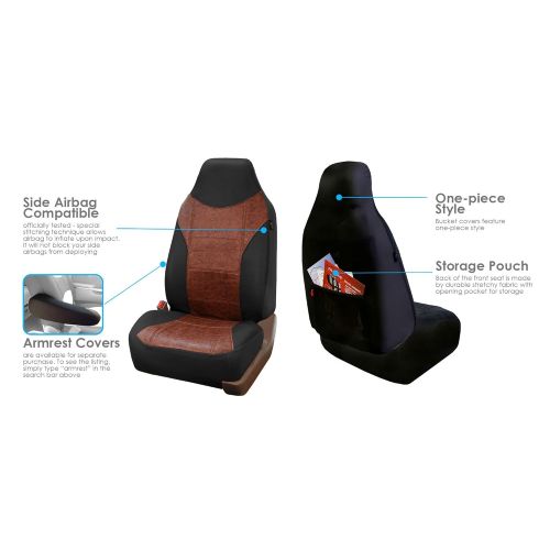  FH Group FH GROUP FH-PU160115 PU Textured High Back Leather Car Seat Covers Solid Black, Airbag compatible and Split Bench With F11306 Vinyl Floor Mats- Fit Most Car, Truck, Suv, or Van