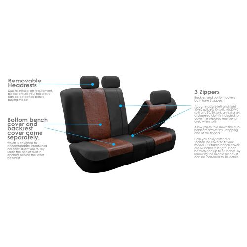 FH Group FH GROUP FH-PU160115 PU Textured High Back Leather Car Seat Covers Solid Black, Airbag compatible and Split Bench With F11306 Vinyl Floor Mats- Fit Most Car, Truck, Suv, or Van