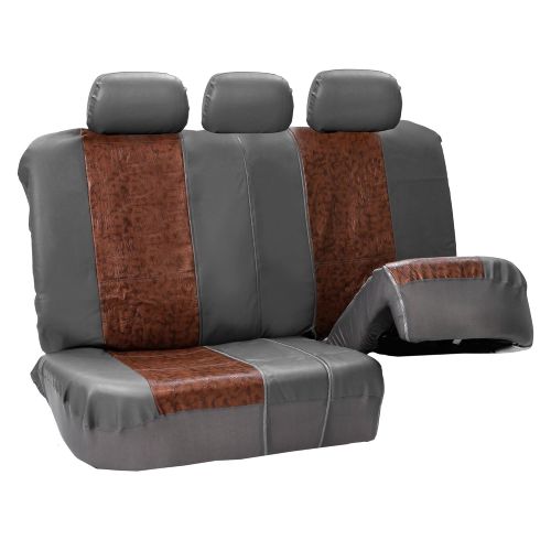  FH Group FH GROUP FH-PU160115 PU Textured High Back Leather Car Seat Covers Solid Black, Airbag compatible and Split Bench With F11306 Vinyl Floor Mats- Fit Most Car, Truck, Suv, or Van