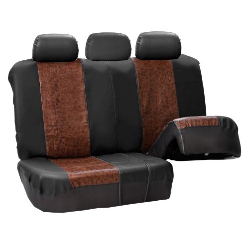  FH Group FH GROUP FH-PU160115 PU Textured High Back Leather Car Seat Covers Solid Black, Airbag compatible and Split Bench With F11306 Vinyl Floor Mats- Fit Most Car, Truck, Suv, or Van