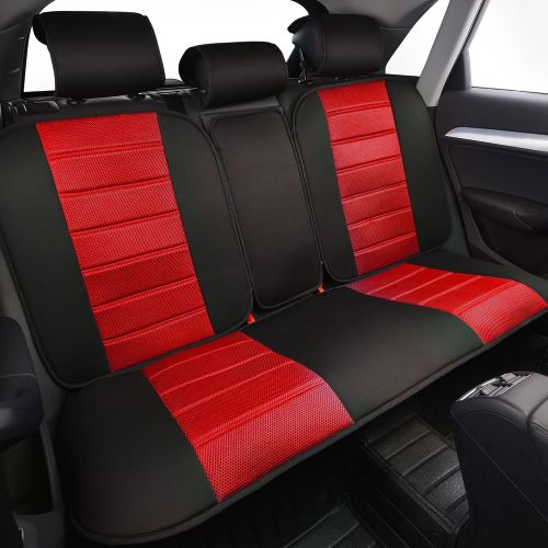  FH Group Universal Fit Complete Set Car Seat Cushion Pad - Cloth (Red)