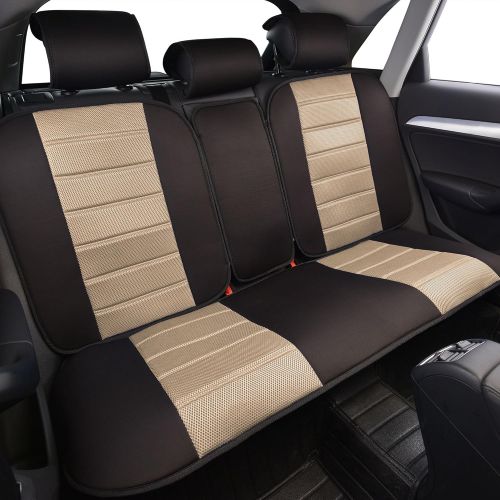  FH Group FB201BEIGE115 Beige Universal Fit Complete Set Car Seat Cushion Pad-Cloth