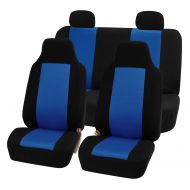 FH Group FH-FB102114 Full Set Classic Cloth High Back Car Seat Covers, Blue/Black- Fit Most Car, Truck, Suv, or Van