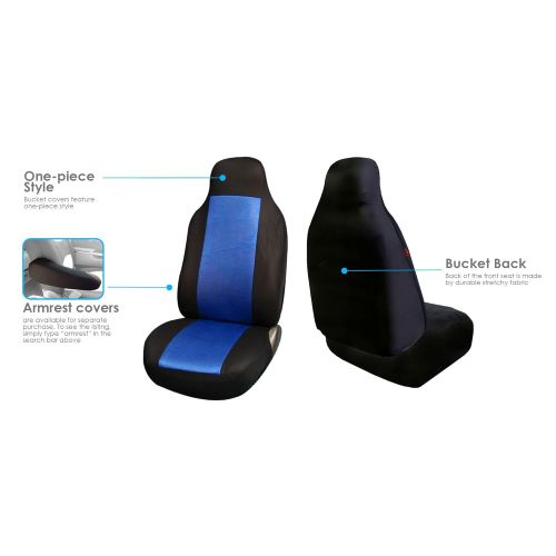  FH Group FH-FB102114 Full Set Classic Cloth High Back Car Seat Covers, Blue/Black- Fit Most Car, Truck, Suv, or Van