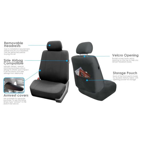  FH Group FH-FB102114 Full Set Classic Cloth High Back Car Seat Covers, Blue/Black- Fit Most Car, Truck, Suv, or Van